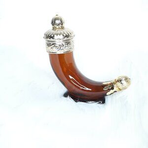 Vintage 1966 Viking Horn Avon Decanter Full Spicy Cologne Gold Accents No Box